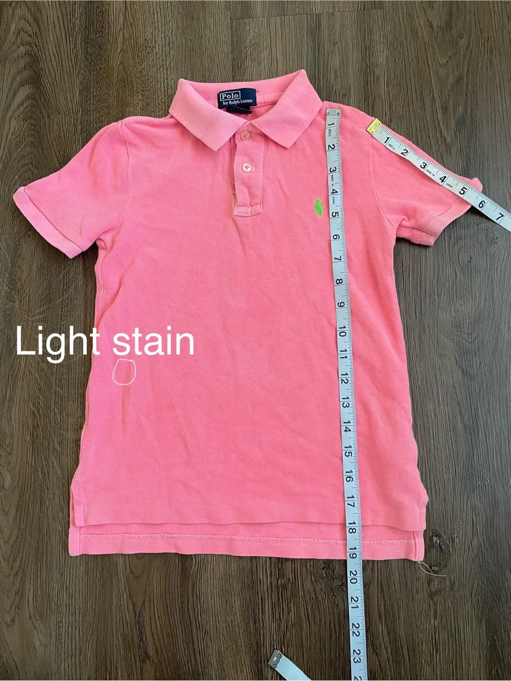 Ralph Lauren Pink Short-Sleeve Cotton Polo with Green Logo Girls Size 6